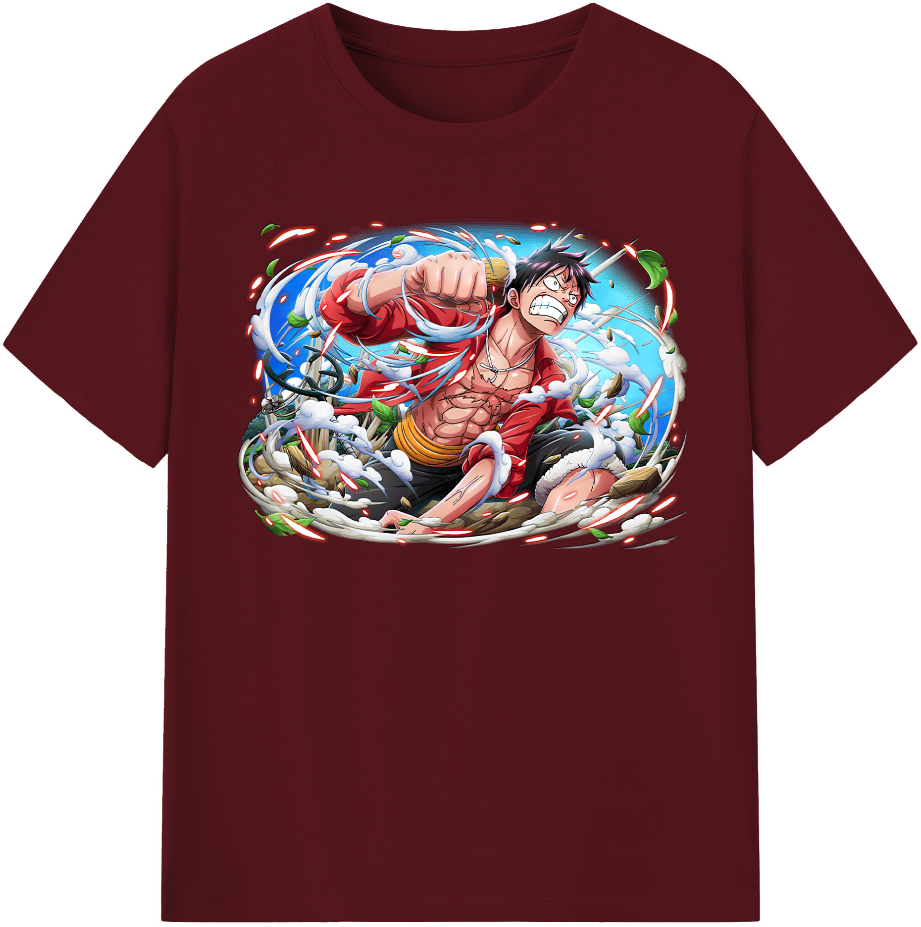 ワンピース モンキー・D・ルフィ ONE PIECE Monkey D. Luffy 綿100％半袖Tシャツ（フロントプリント）
